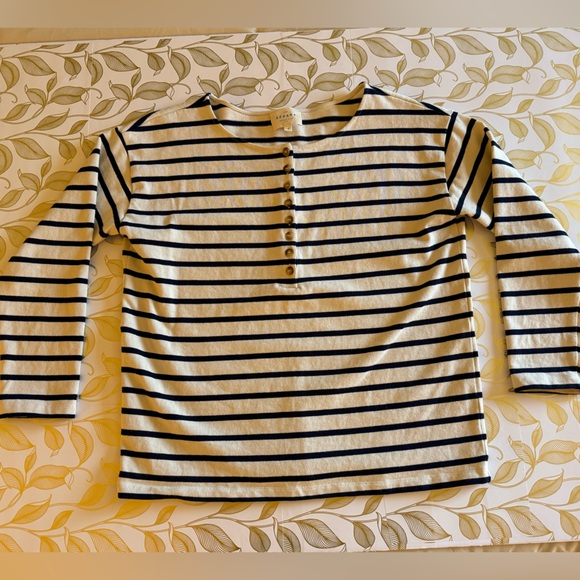 Striped Gatsby Mariniere Navy and Ecru Stripe Long Sleeve Sweater size S - Picture 2 of 9